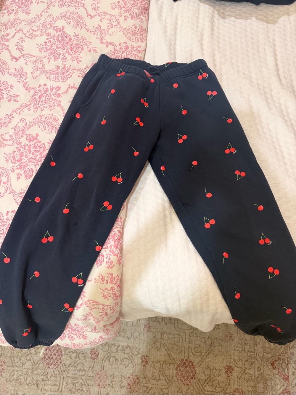 Women’s Navy Cherry Print Joggers